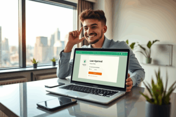 A person receiving immediate funds through an online instant loan application.