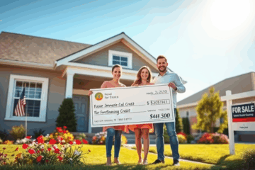 A homeowner signing documents for a property refinancing loan, illustrating the concept of accessing immediate credit.