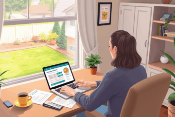 Online application process for refinancing real estate mortgages with potential lenders displayed on a laptop screen.