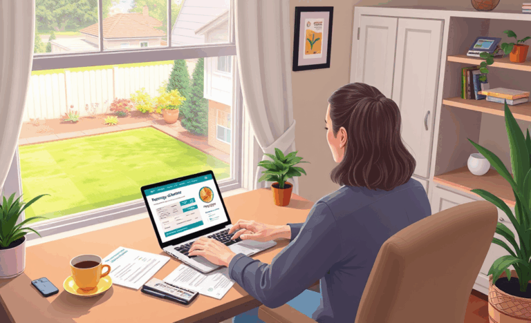 Online application process for refinancing real estate mortgages with potential lenders displayed on a laptop screen.