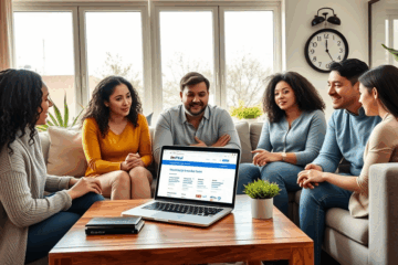 Person reviewing loan options on a laptop with PenFed Credit Union logo