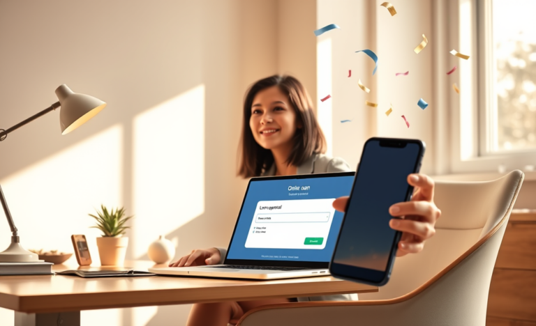 A person navigating an easy online loan application on their laptop, showcasing the simplicity and ease of securing funds.